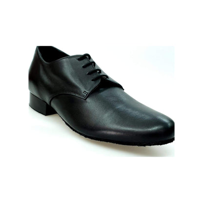 Scarpa in pelle nera Marcy (MS01) modello Derby a forma tonda, scarpa da uomo Wish Dance Shop, elegante e comoda.