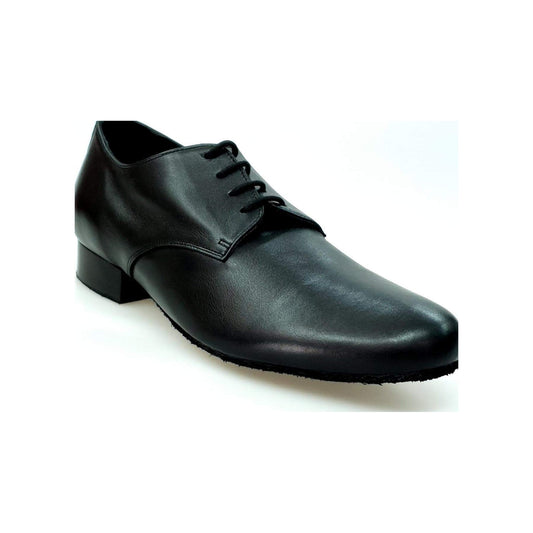 Scarpa in pelle nera Marcy (MS01) modello Derby a forma tonda, scarpa da uomo Wish Dance Shop, elegante e comoda.