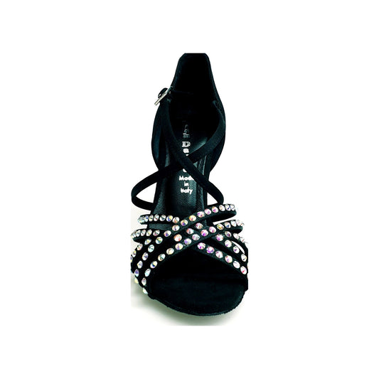 Scarpa da Ballo da Donna in Raso Seta Nero MELODY QC Plus Wish Dance, vista laterale
