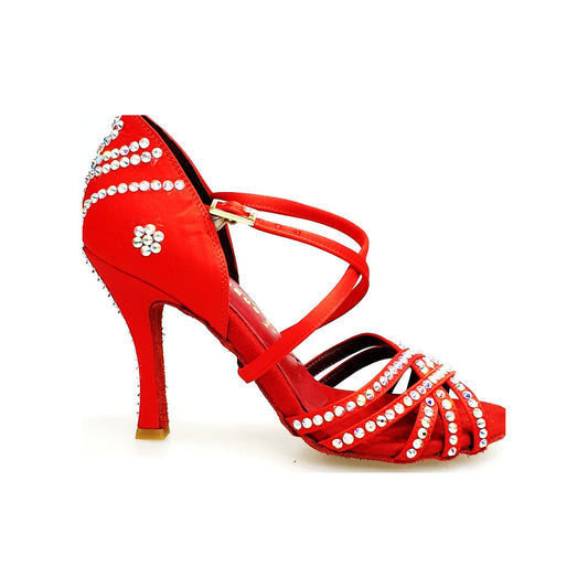 Scarpa da Ballo da Donna in Raso Seta Rosso MELODY QC Plus Wish Dance, vista laterale