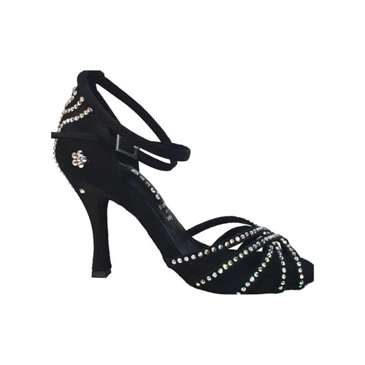 Scarpa da Ballo da Donna in Raso Seta Nero LUENIA QB Plus Wish Dance, vista laterale