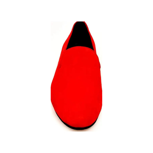 Scarpa mocassino da uomo Wishdance Serse (800) in camoscio rosso, dettaglio di morbida tomaia e suola resistente.