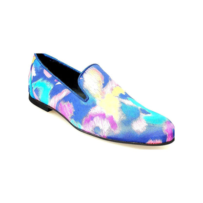 Mocassino da Uomo in Tessuto Picasso Blu Admiral Iris Blue Wish Dance, vista laterale
