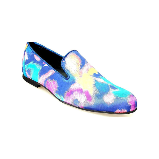 Mocassino da Uomo in Tessuto Picasso Blu Admiral Iris Blue Wish Dance, vista laterale