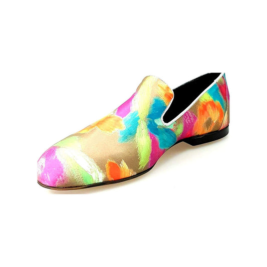 Mocassino da Uomo in Tessuto Picasso Verde Admiral Iris Gold Green Wish Dance, argento, vista laterale