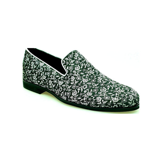 Mocassino da Uomo in Tessuto Veneziano Fiorato Silver Doge Wish Dance, vista laterale