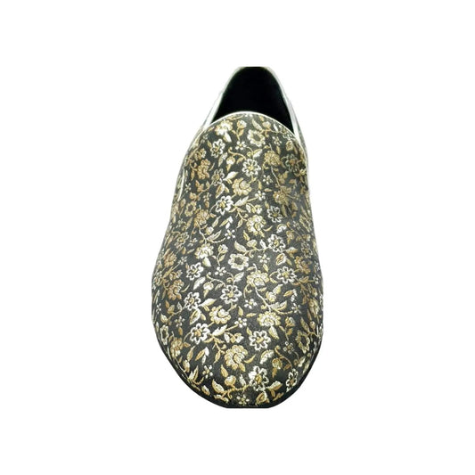 Mocassino da uomo Serse 800 in tessuto fiorato veneziano dorato, scarpa elegante di Wish Dance Shop