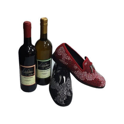 Mocassino da Uomo in Camoscio Nero Lion Black Silver Wish Dance, vista indossata