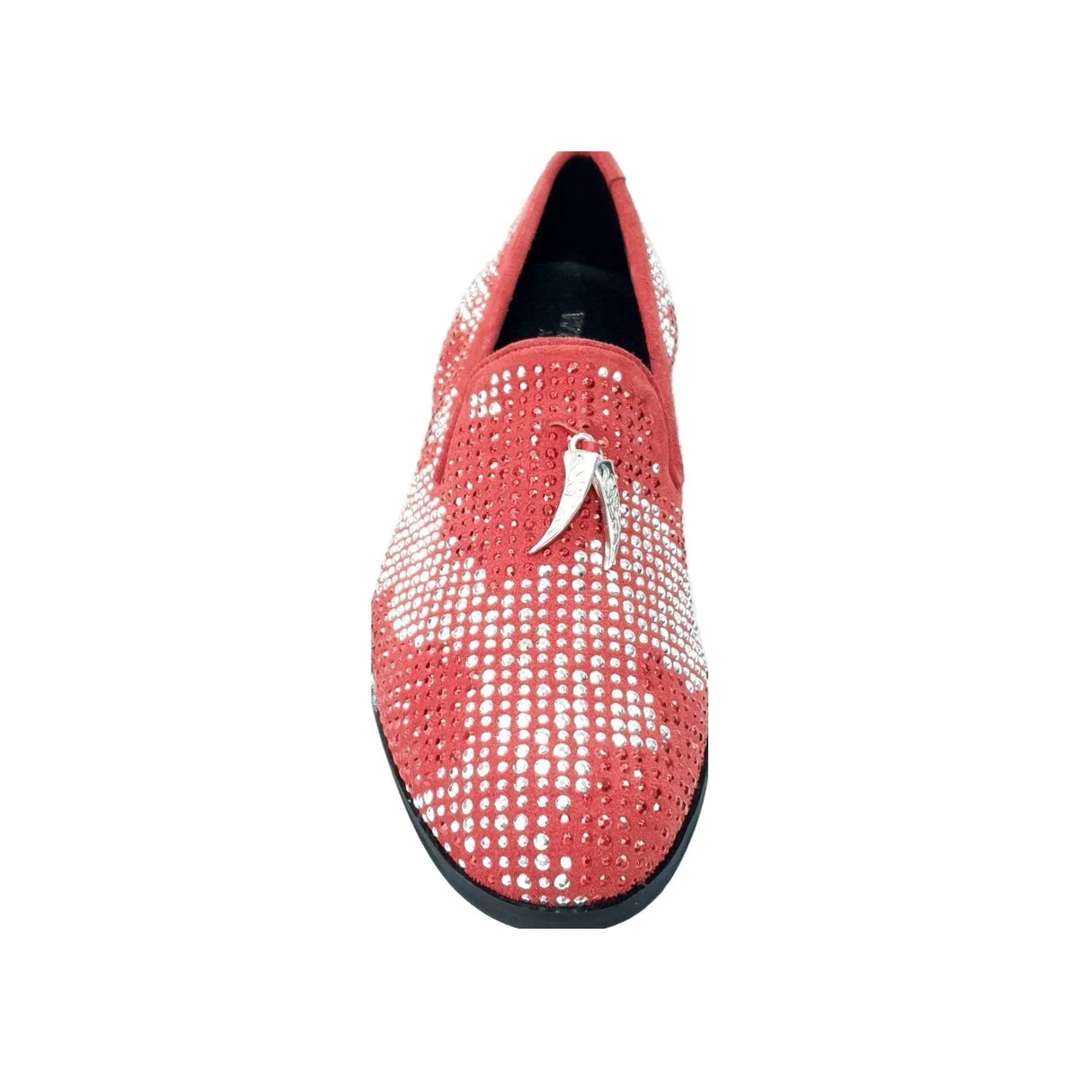 Mocassino da Uomo in Camoscio Rosso Lion Red Silver Wish Dance, vista laterale