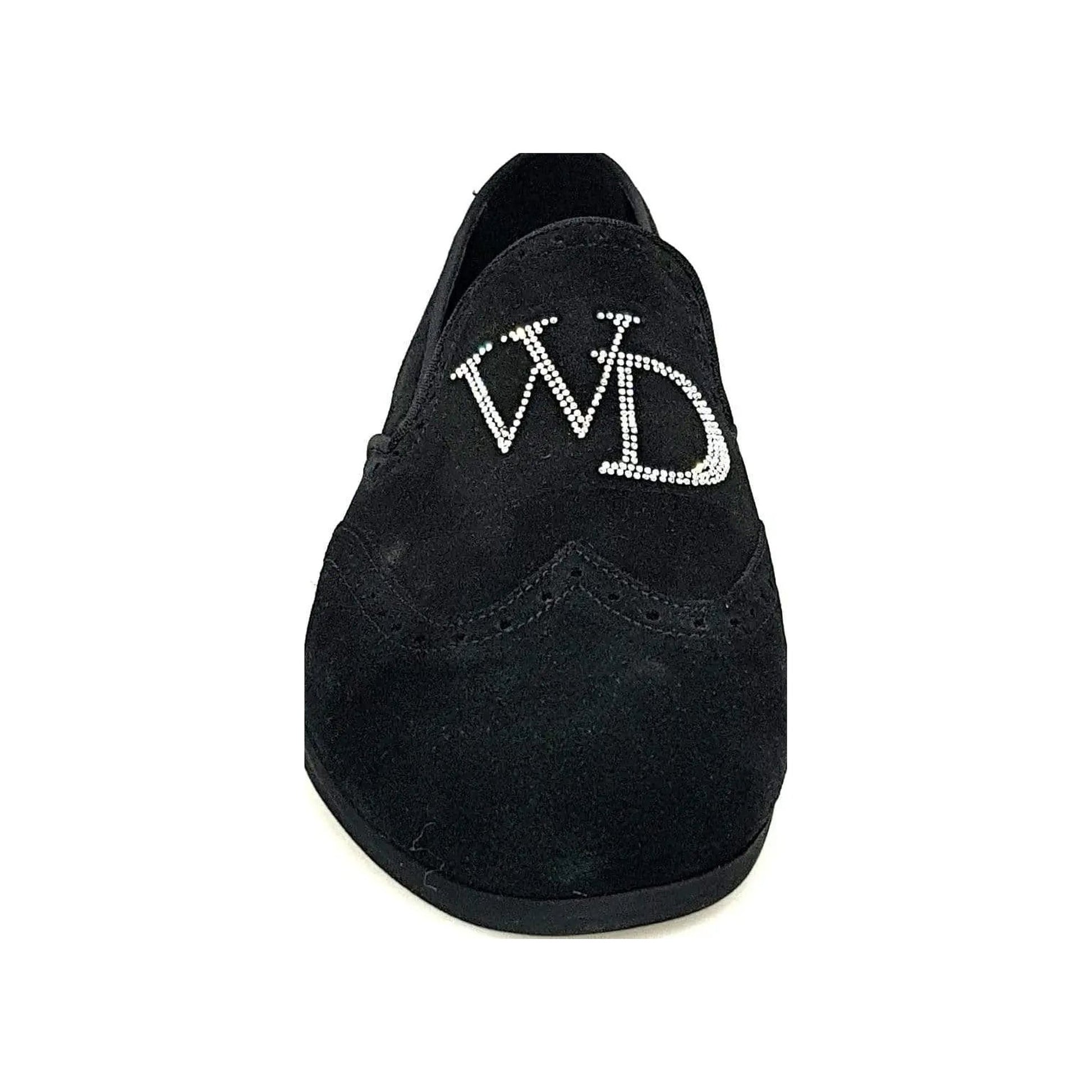 Mocassino da uomo in camoscio nero Wishdance con dettagli Swarovski Boreali, elegante e di alta qualità.
