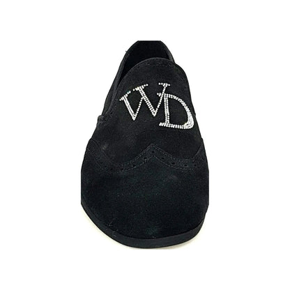 Mocassino da uomo in camoscio nero Wishdance con dettagli Swarovski Boreali, elegante e di alta qualità.