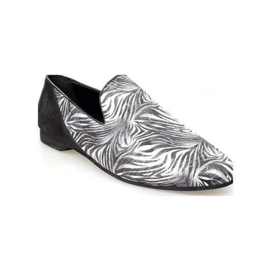 Mocassino da uomo Serse (800B) in tessuto fantasia giungla grigia con tallone in camoscio nero, scarpa Wish Dance Shop.