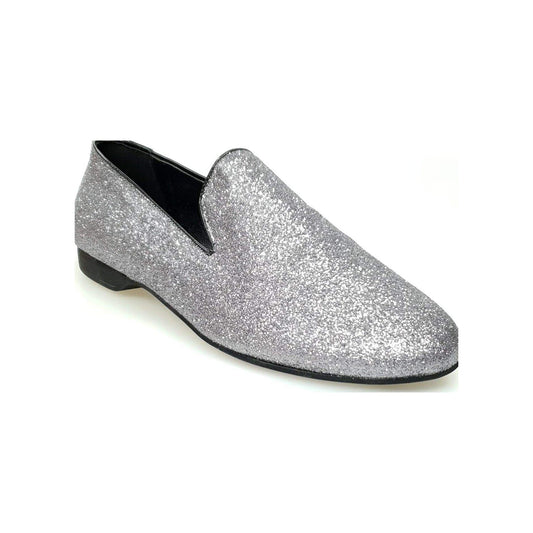 Mocassino da uomo Serse (800) in glitter carbon, scarpa elegante di Wish Dance Shop, con tomaia lucida e suola robusta.