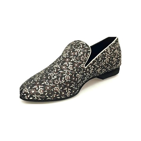 Mocassino da uomo Wish Dance Shop Serse (800) in tessuto veneziano fiorato marrone, scarpa elegante e comoda.