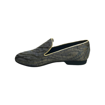 Scarpa mocassino da uomo Serse (800) in lurex zebrato oro, con dettagli eleganti e finitura lucida.