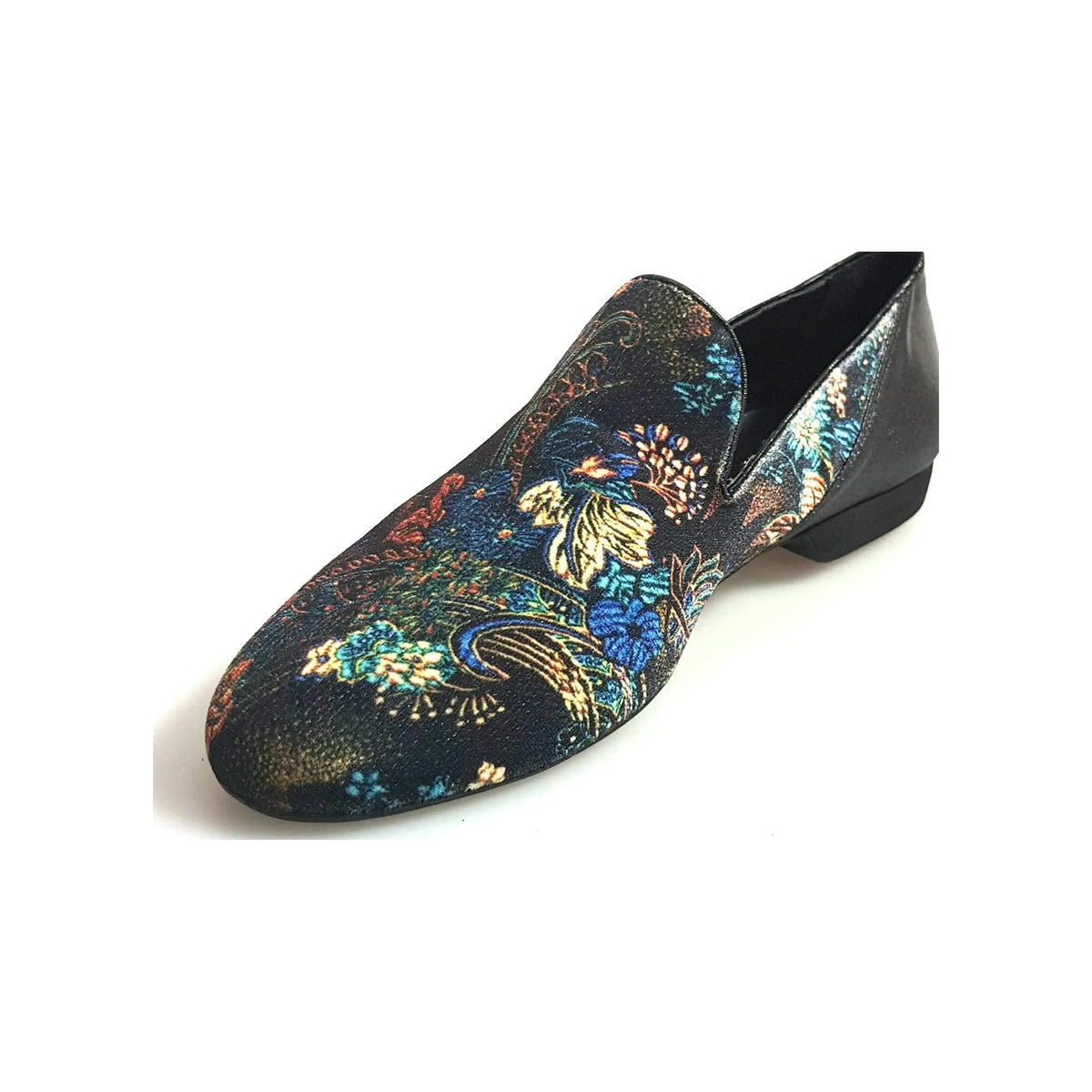 Mocassino da uomo Serse (800B) in velluto lavorato stile fiorato con tallone in lurex nero, scarpa elegante Wish Dance Shop