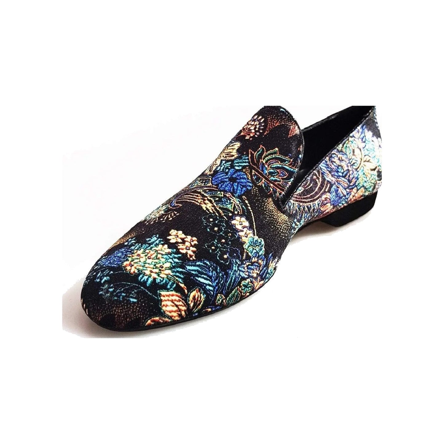 Mocassino da uomo Serse (800) in velluto lavorato stile fiorato con motivo arazzo veneziano, prodotto da Wish Dance Shop