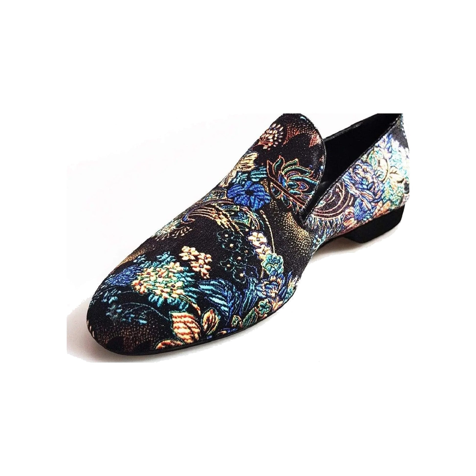 Mocassino da uomo Serse (800) in velluto lavorato stile fiorato con motivo arazzo veneziano, prodotto da Wish Dance Shop