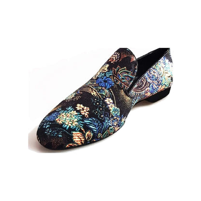 Mocassino da uomo Serse (800) in velluto lavorato stile fiorato con motivo arazzo veneziano, prodotto da Wish Dance Shop