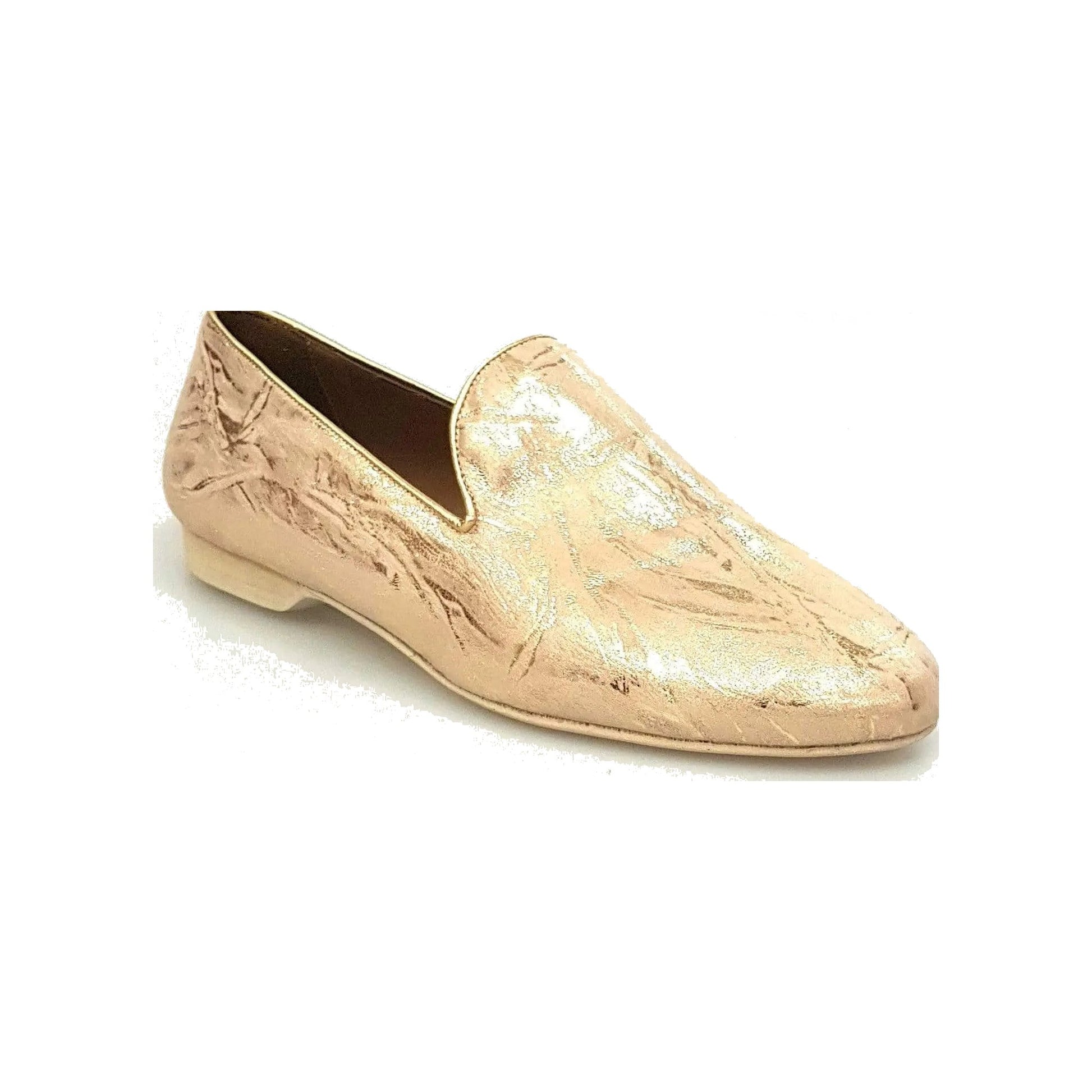 Mocassino da uomo Wish Dance Shop in pelle lavorata stile Orly oro, scarpa elegante e raffinata con dettagli lucidi.