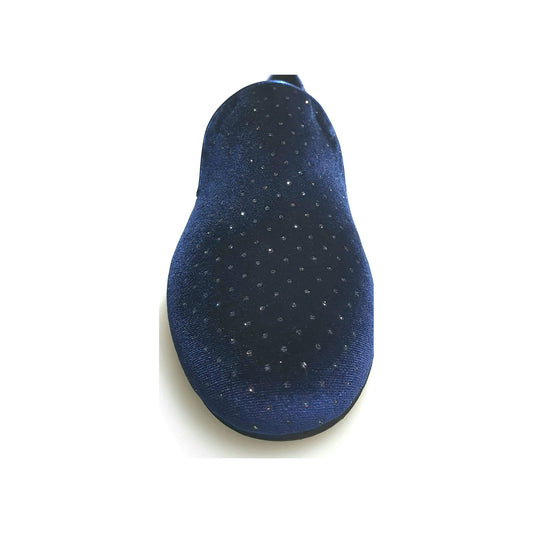 Scarpa mocassino da uomo Wish Dance Shop in velluto blu con dettagli lucidi e glitter, stile elegante e moderno.