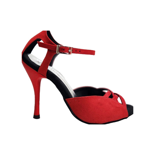 Sandalo da Donna in Camoscio Rosso Morgane Scarlett Wish Dance, vista laterale
