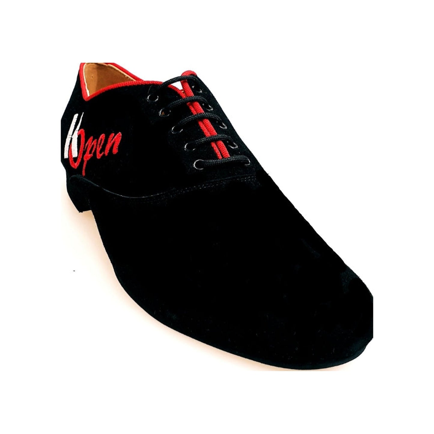 Scarpa da uomo Malaga MS07 K.Open in camoscio nero con ricamo, modello Oxford, chiusura stringata, marca Wish Dance Shop.