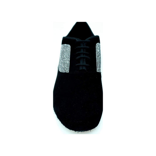 Stringata da Uomo chiusura Mod. Oxford Scarpa in Camoscio Nero e Brill Borch Forma Tonda Malaga Broadway, vista laterale