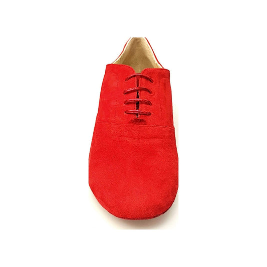 Scarpe stringate da uomo Malaga MS07 in camoscio rosso con chiusura Oxford, forma tonda, marca Wish Dance Shop.