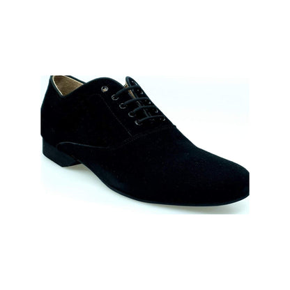 Stringata da Uomo chiusura Mod. Oxford Scarpa in Camoscio Nero Forma Tonda Malaga Wish Dance, vista laterale