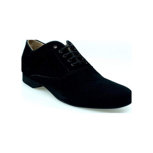 Stringata da Uomo chiusura Mod. Oxford Scarpa in Camoscio Nero Forma Tonda Malaga Wish Dance, vista laterale