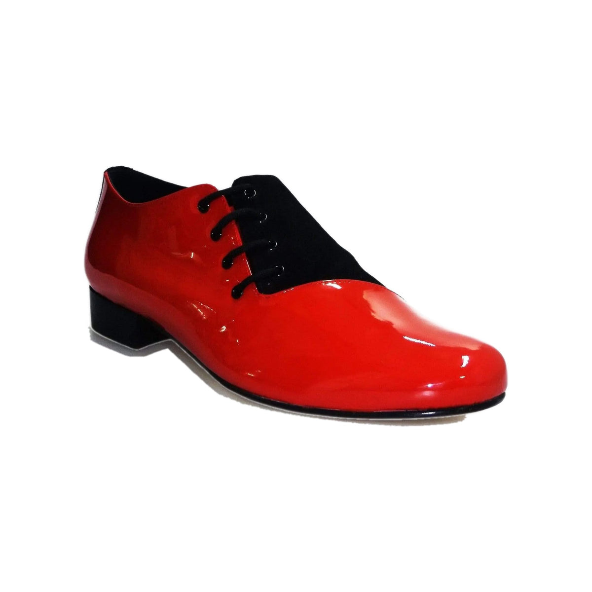 Scarpa da uomo Franco MS19 Wish Dance Shop in vernice rossa e camoscio nero, con forma tonda e dettagli eleganti