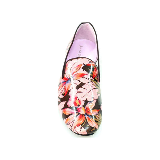 Mocassino da Uomo in metalak Tridimensionale Fleur Fucsia Fuxia Gold profilo Marrone Forma Lunga Pasiòn, vista laterale