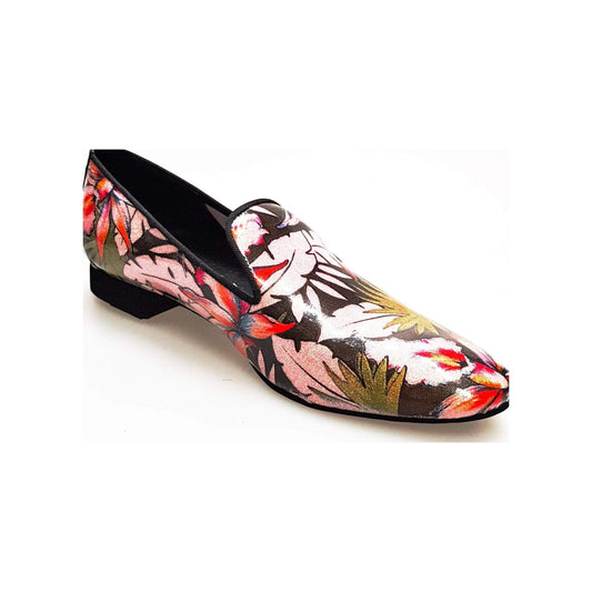 Mocassino in metalak Tridimensionale Fleur Fucsia Fuxia Gold profilo Nero Forma Lunga Pasiòn Wish Dance, vista laterale