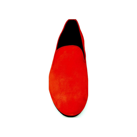 Mocassino da Uomo in Camoscio Rosso Profili Rossi Forma Lunga Tacco in Micro Boris Wish Dance, vista laterale