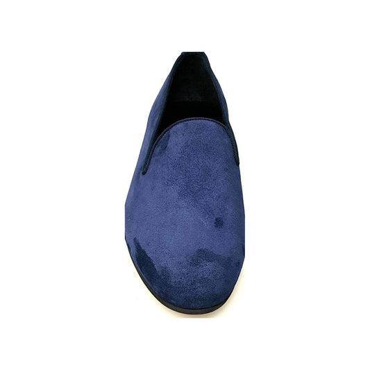 Mocassino da uomo Boris MS20 in camoscio blu notte, scarpa in stile lungo con punta affusata.