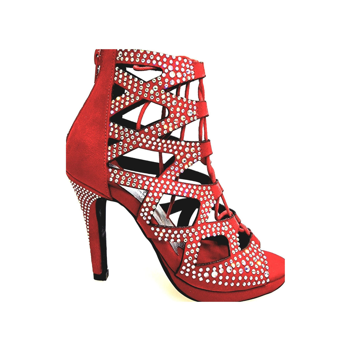 Sandalo a Tronchetto in Camoscio Rosso Olimpya Confort Plus Wish Dance, vista laterale