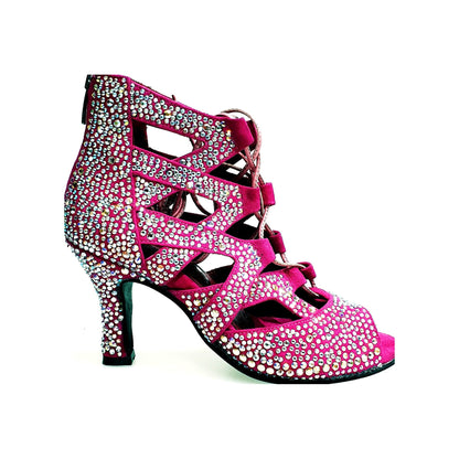 Sandalo a Tronchetto in Camoscio Fuxia Olimpya Extra Plus Wish Dance, vista laterale