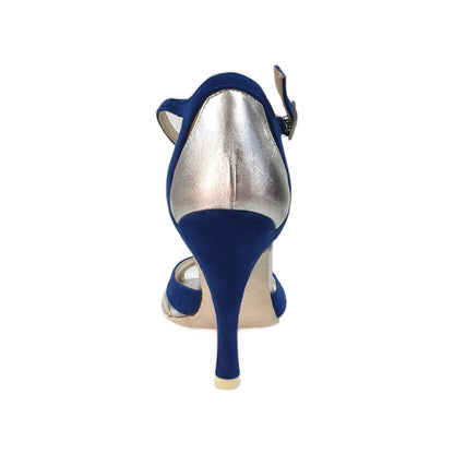 Scarpa da Donna in Camoscio Blu Royal e Pelle Argento OndaVB Wish Dance, dettaglio suola