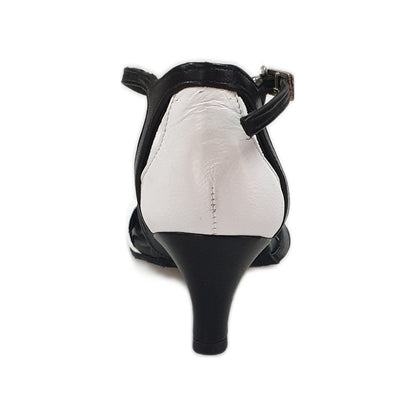 Scarpa da donna Outlet OndaVB in pelle bianca e nera, con design elegante e dettagli raffinati.