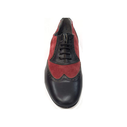 Oxford in Vitello Nero e Camoscio Bordeaux Wish Dance, vista laterale