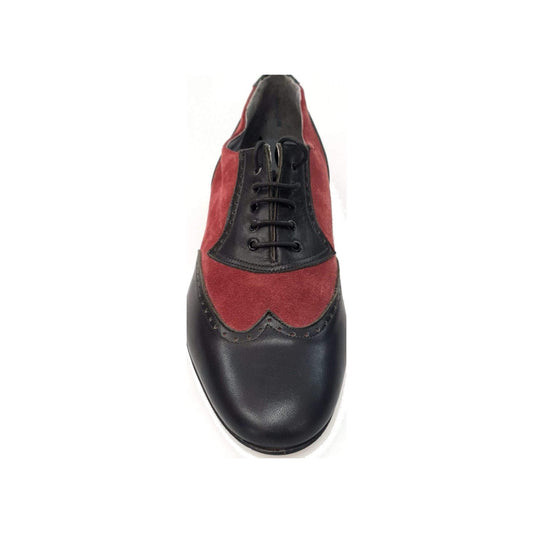 Oxford in Vitello Nero e Camoscio Bordeaux Wish Dance, vista laterale