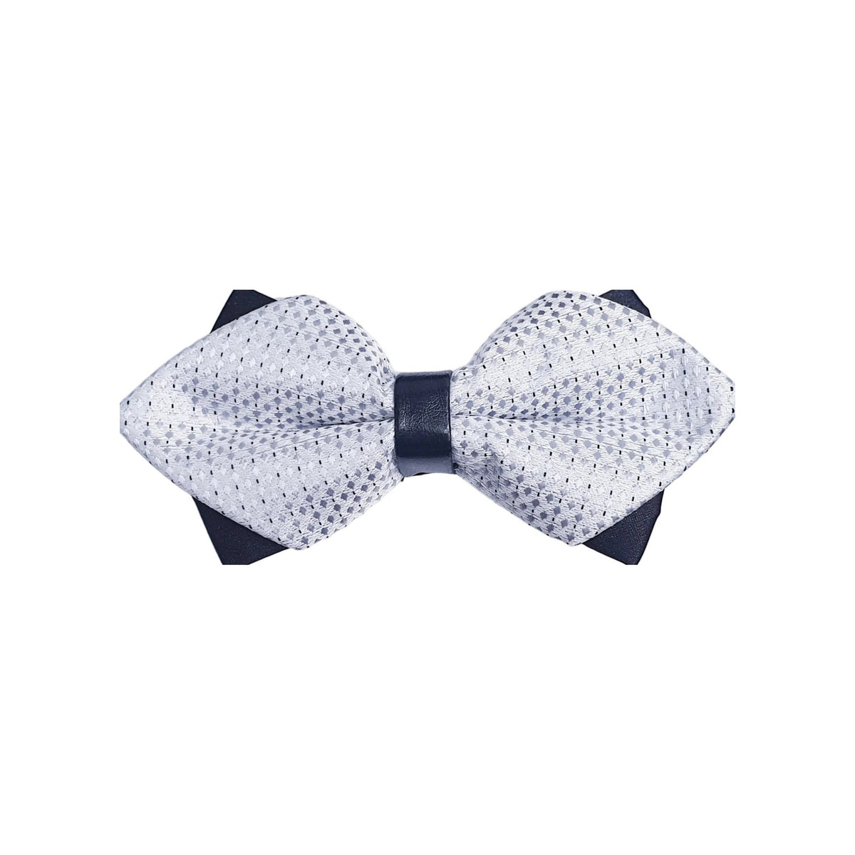 Papillon Wish Dance Shop a punta fantasia argento con mini quadri sovrapposti su base nera, elegante e raffinato.