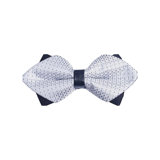 Papillon Wish Dance Shop a punta fantasia argento con mini quadri sovrapposti su base nera, elegante e raffinato.