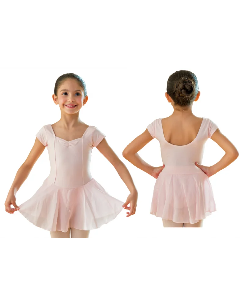 Corpo da bambina Wish Dance Shop PACHITA (RD/NA) in cotone elastico con gonnellino in chiffon, mezza manica, foderato e decorato.