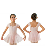 Load image into Gallery viewer, PACHITA (RD/NA) - Body Danza Classica Mezza Manica Corta da Bambina in Cotone Bielastico con Elastamero foderato sul Petto in Microfibra Anrisudore con Applicazione cucita di Gonnellino in velo di Chiffon
