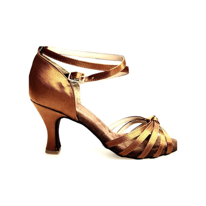 Scarpa da Ballo Basica da Donna in Raso Seta Bronzo Dark Nodino Patty 5F QB N Wish Dance, vista laterale