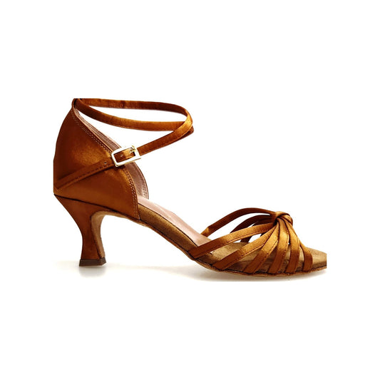 Scarpa basica da Donna in raso Bronzo Patty QB Wish Dance, vista laterale