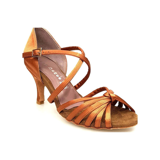 Scarpa da Ballo Basica Da donna in Raso Bronzo Nodino 6 Fascette Patty QC Wish Dance, vista laterale