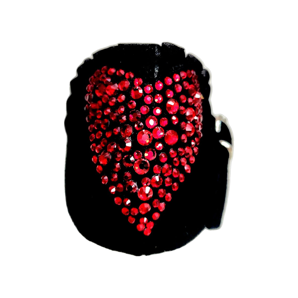 Sandalo donna Wish Dance Luna Plus Black Cuore SW Rosso, camoscio nero, tacco a spillo, dettagli in tulle e Swarovski rosso.